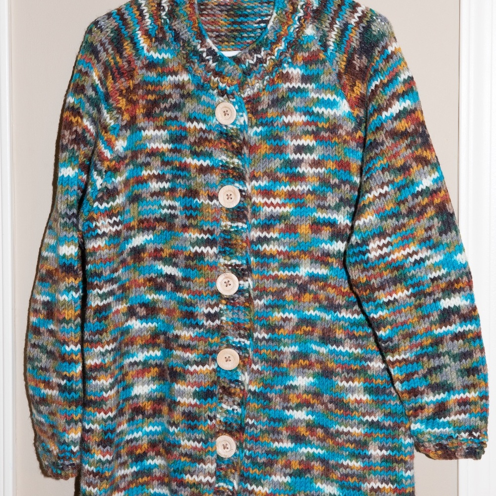 HAND KNITTED LONG JACKET - BEAUTIFUL COLORS